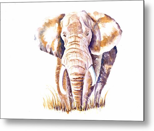 Elephant Metal Print featuring the painting Elephant by Debra Hall