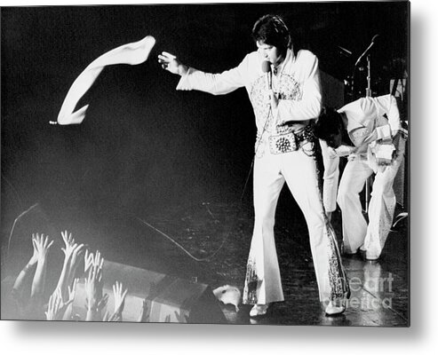 Rock Music Metal Print featuring the photograph Elvis Presley In Concert by Bettmann