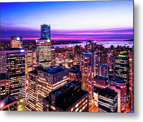 Architecture Metal Print featuring the photograph 1688 English Bay Romantic Twilight Vancouver British Columbia Canada by Neptune - Amyn Nasser Photographer