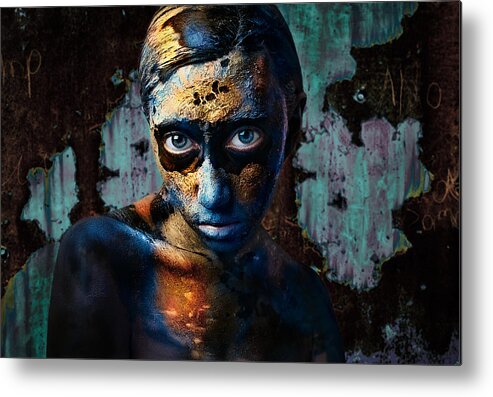 Portrait Metal Print featuring the photograph Extraterrestrial by Golubeva Nataly
