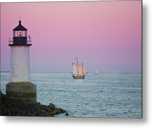 Fame Metal Print featuring the photograph Fame at Sunset on Salem Harbor by Jeff Folger