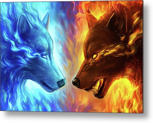 Fire And Ice Metal Print featuring the mixed media Fire And Ice by Jojoesart