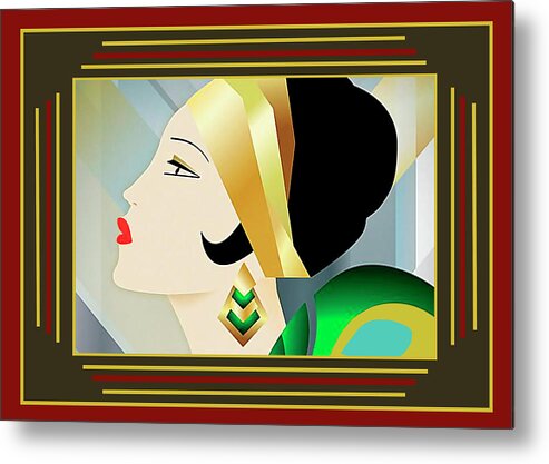 Flapper With Border Metal Print featuring the digital art Flapper With Border by Chuck Staley