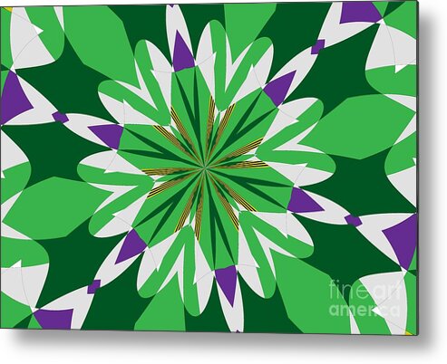 Green Metal Print featuring the mixed media Flowers Number 25 by Alex Caminker