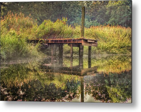 Dock Metal Print featuring the photograph Old Dock With Fog At Blind Brook by Cordia Murphy