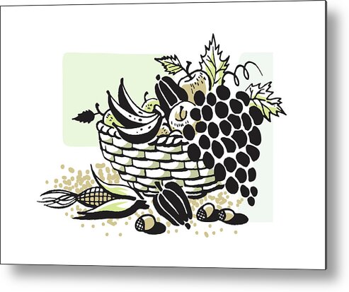 Abundance Metal Print featuring the drawing Fruit Basket by CSA Images