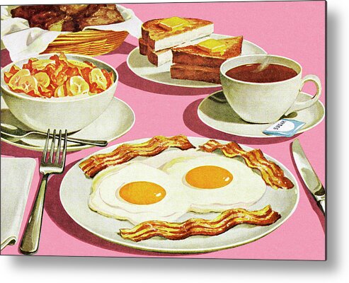 Bacon Metal Poster featuring the drawing Full Breakfast by CSA Images