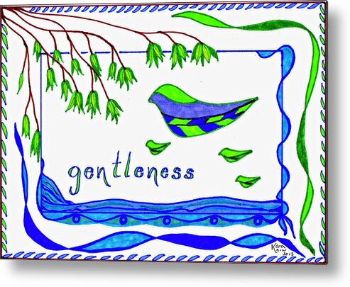 Blue Metal Print featuring the drawing Gentleness by Karen Nice-Webb