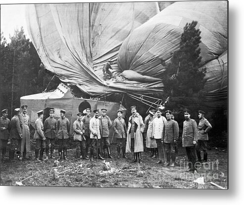 People Metal Print featuring the photograph German Soldiers Wgrounded Dirigible by Bettmann