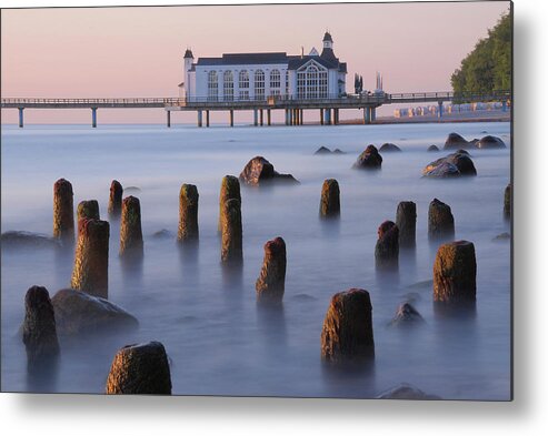 Baltic Sea Metal Print featuring the photograph Germany, Restaurant On Footbridge At by Westend61