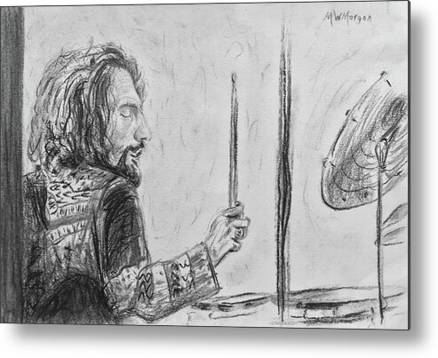 Ginger Metal Print featuring the drawing Ginger Baker by Michael Morgan