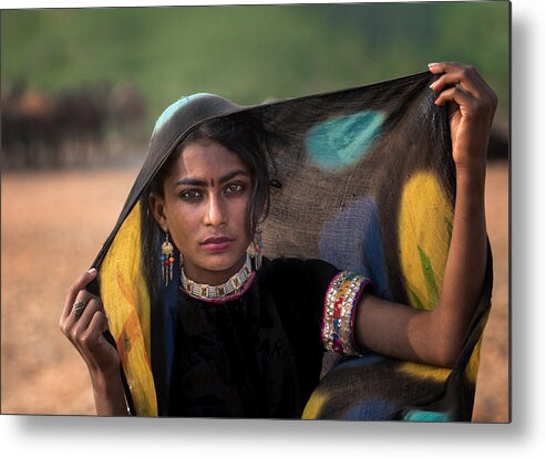 Girl Metal Print featuring the photograph Girl With Veil by Rana Jabeen
