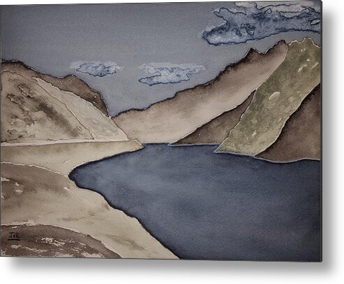 Watercolor Metal Print featuring the painting Gray Land Lore by John Klobucher