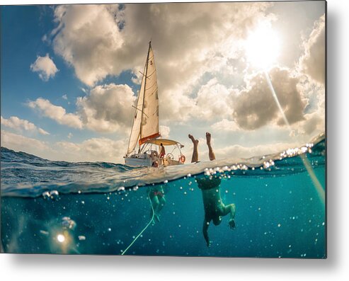 Yacht Metal Print featuring the photograph Half Way There by Ido Meirovich