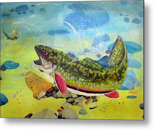 Fish Metal Print featuring the painting Hungry Trout by Clyde J Kell