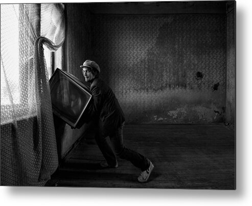 Humour Metal Print featuring the photograph I Hate The Tv by Mario Grobenski - Psychodaddy