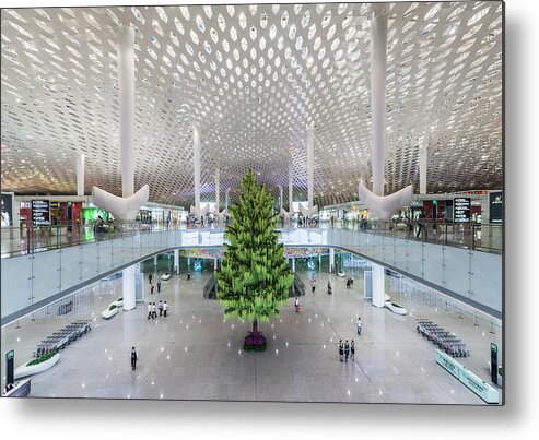 Ceiling Metal Print featuring the photograph Interior Of The New Shenzen Airport by Martin Puddy