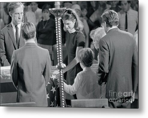 Mourner Metal Print featuring the photograph Jacqueline Kennedy And Her Children by Bettmann