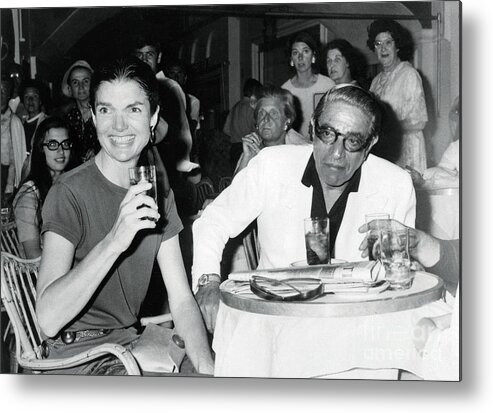 Mature Adult Metal Print featuring the photograph Jacqueline Onassis And Her Husband by Bettmann
