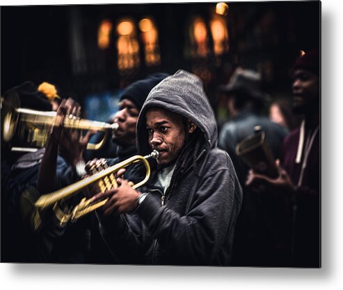  Metal Print featuring the photograph Jazz In The Street Of New Orleans' by Marco Tagliarino