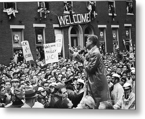 Crowd Of People Metal Print featuring the photograph Jfk At Temple University by Bettmann