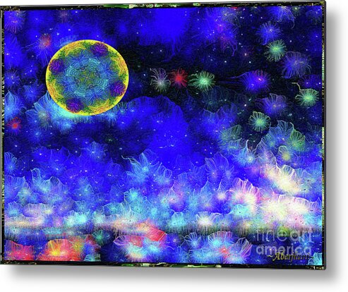 Moon Metal Print featuring the mixed media Kaleidoscope Moon for Children Gone Too Soon Number 1 - Ascension by Aberjhani