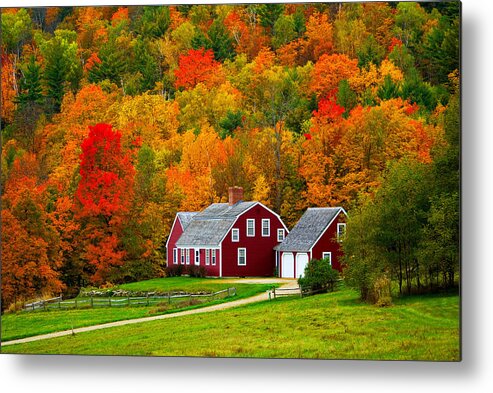 Estock Metal Print featuring the digital art Landscape With Farm In Autumn by Pietro Canali
