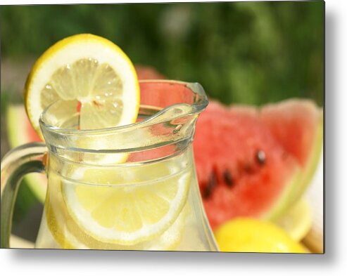 Purified Water Metal Print featuring the photograph Lemonade And Fruits by Mkucova