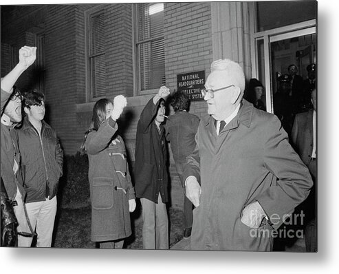 Young Men Metal Print featuring the photograph Lewis Hershey Greeted By Protesters by Bettmann