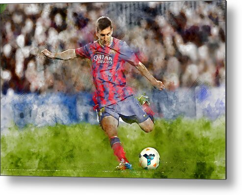 Lionel Messi Metal Print featuring the mixed media Lionel Messi by Marvin Blaine