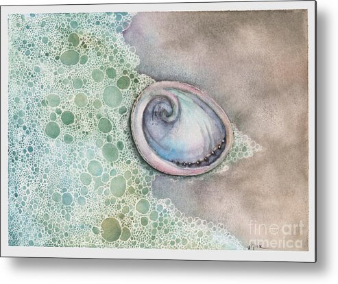 Abalone Metal Print featuring the painting Little Abalone Shell by Hilda Wagner