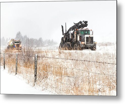  Trucks Metal Print featuring the photograph Logging Truck by Theresa Tahara