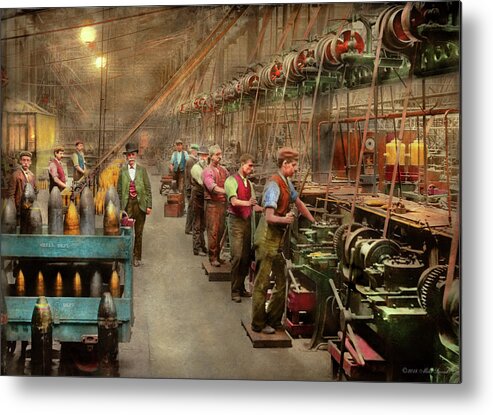 Machinist Metal Print featuring the photograph Machinist - War - The shell dept 1900 by Mike Savad