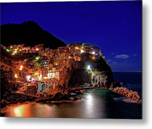 Tranquility Metal Print featuring the photograph Manarola Italy, Liguria, Cinque Terre by Photo Art By Mandy