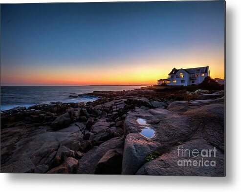 Mansion On The Rock At Twilight Metal Print featuring the photograph Mansion On The Rock At Twilight, Long Exposure by Felix Lai