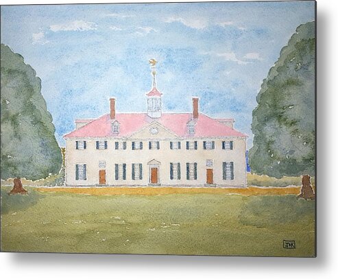 Watercolor Metal Print featuring the painting Martha's House of Lore by John Klobucher