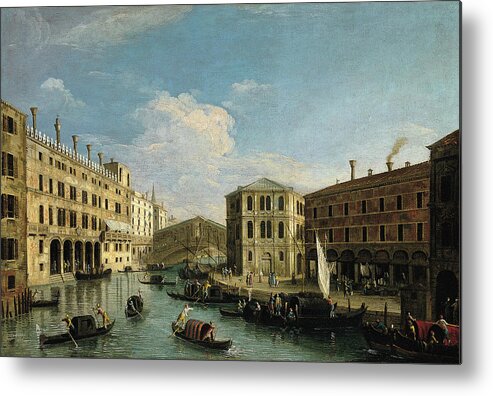 Canvas Metal Print featuring the painting Master of the Langmatt Foundation Views -Active in Venice in the second quarter of 18th century-.... by Master of the Langmatt Foundation Views