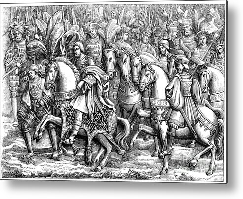 Horse Metal Print featuring the drawing Meeting At The Field Of The Cloth by Print Collector