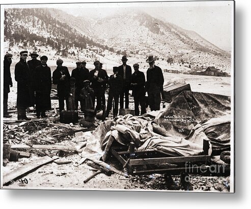 Miner Metal Print featuring the photograph Men Amongst Ruins Of Forbes Tent Colony by Bettmann