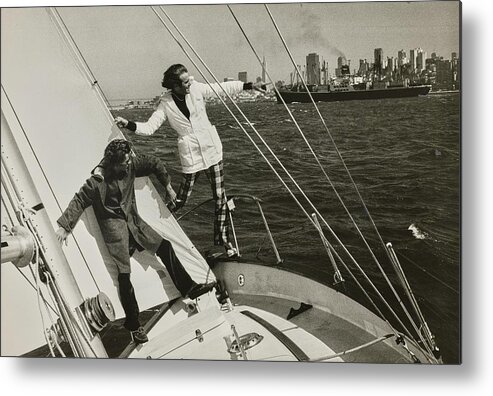 #new2022 Metal Print featuring the photograph Men On A Boat In The San Francisco Bay by Bob Stone