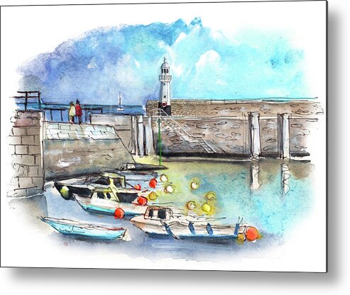 Travel Metal Print featuring the painting Mevagissey 01 by Miki De Goodaboom