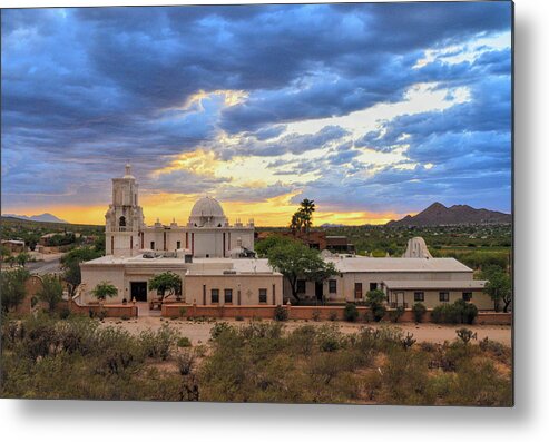 Tucson Metal Print featuring the photograph San Xavier Mission Sunset Skies by Chance Kafka