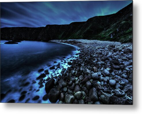 Water's Edge Metal Print featuring the photograph Misty Pebbles Cove by Gareth Wray