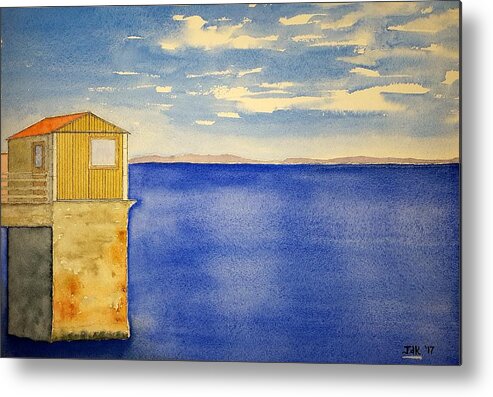 Watercolor Metal Print featuring the painting Monterey Lore by John Klobucher