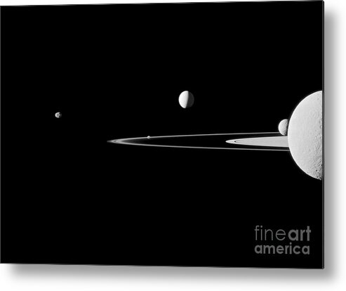 Janus Metal Print featuring the photograph Moons Of Saturn by Nasa/jpl-caltech/space Science Institute/science Photo Library