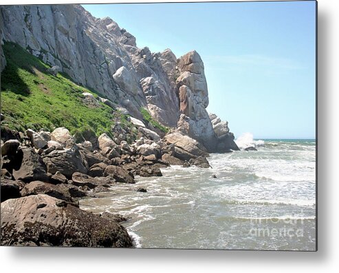 California Seascape Metal Print featuring the photograph Morro Rock and Ocean by Michael Rock