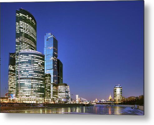 Corporate Business Metal Print featuring the photograph Moscow City At Dusk by Vladimir Zakharov