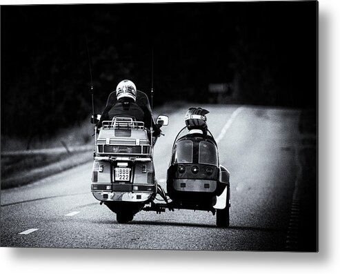 Motorbike; Metal Print featuring the photograph Motorcycle With Side Trolley by Allan Wallberg