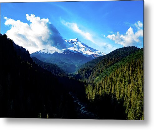 Steve Bunch Metal Print featuring the photograph Mount Baker in the summer snow capped by Steve Bunch