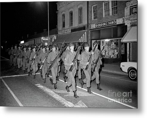 Marching Metal Print featuring the photograph National Guard Marching With Rifles by Bettmann
